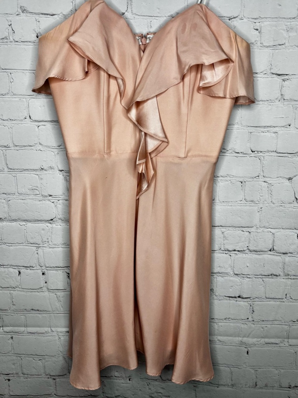 Amanda Uprichard Blush Silk Ruffle Dress